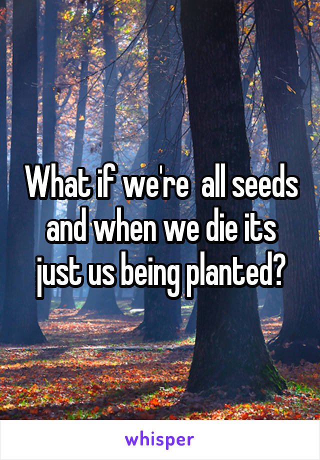 What if we're  all seeds and when we die its just us being planted?