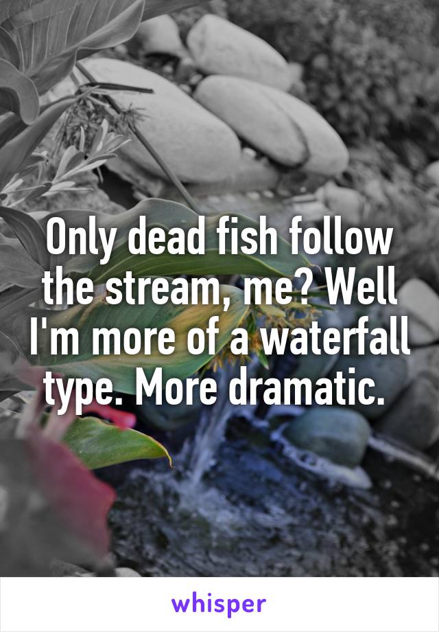 Only dead fish follow the stream, me? Well I'm more of a waterfall type. More dramatic. 