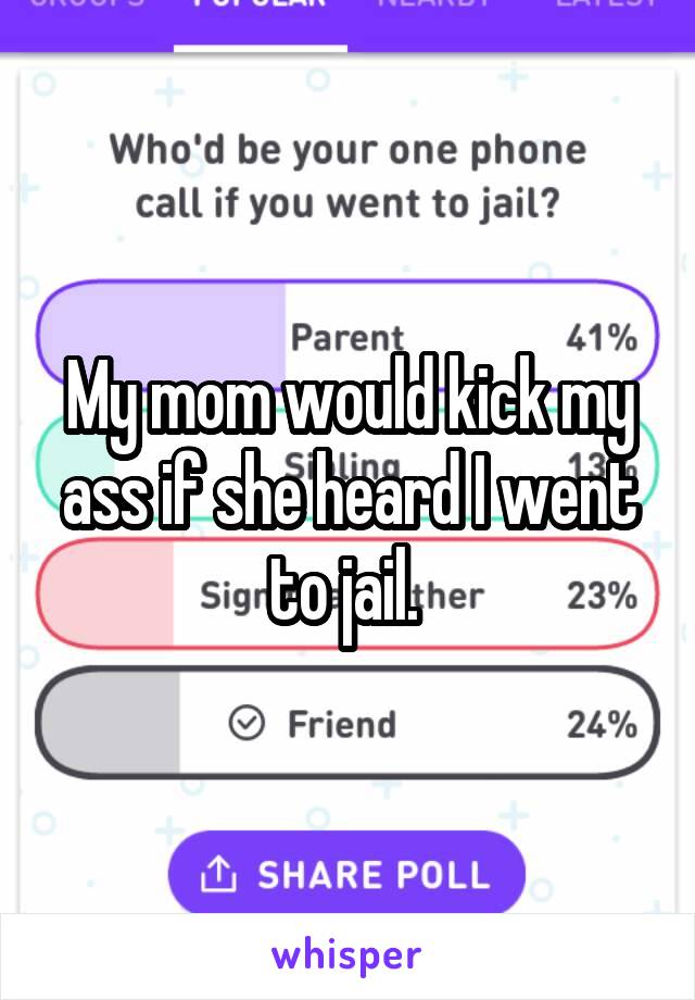 My mom would kick my ass if she heard I went to jail. 