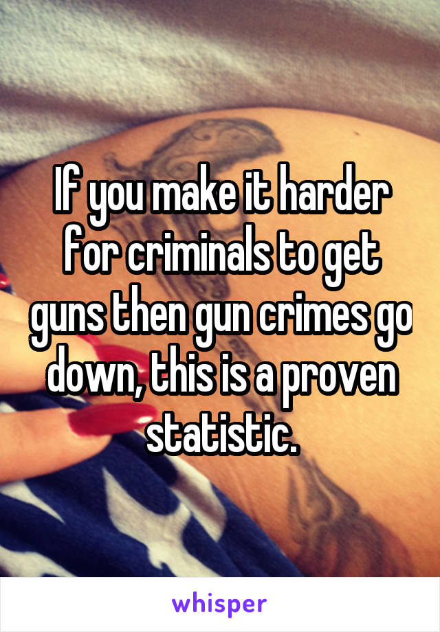 If you make it harder for criminals to get guns then gun crimes go down, this is a proven statistic.