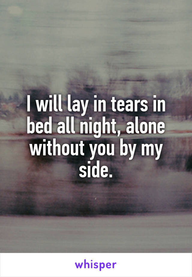 I will lay in tears in bed all night, alone without you by my side.