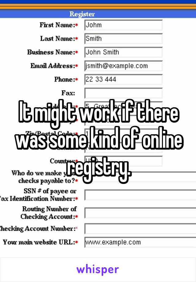 It might work if there was some kind of online registry.