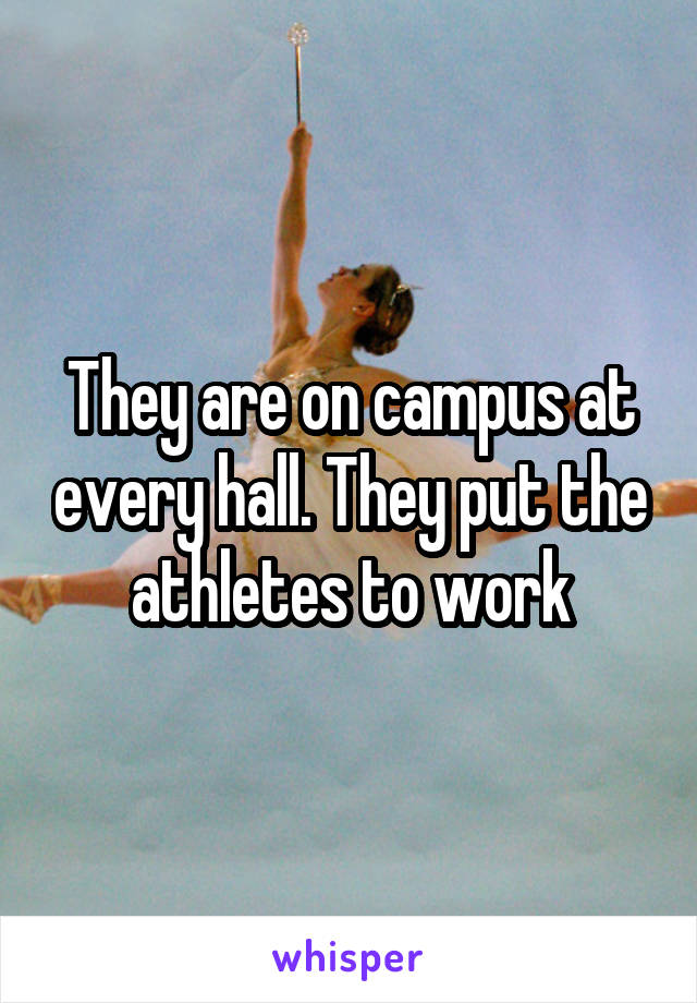 They are on campus at every hall. They put the athletes to work