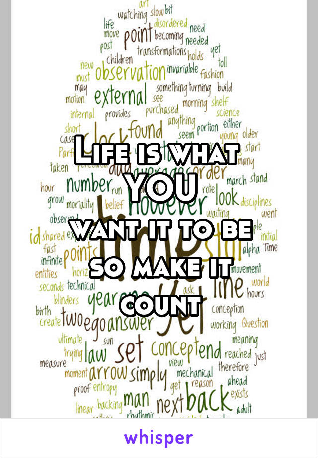 Life is what 
YOU
 want it to be 
so make it
count