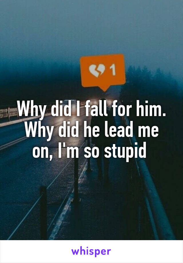 Why did I fall for him. Why did he lead me on, I'm so stupid 