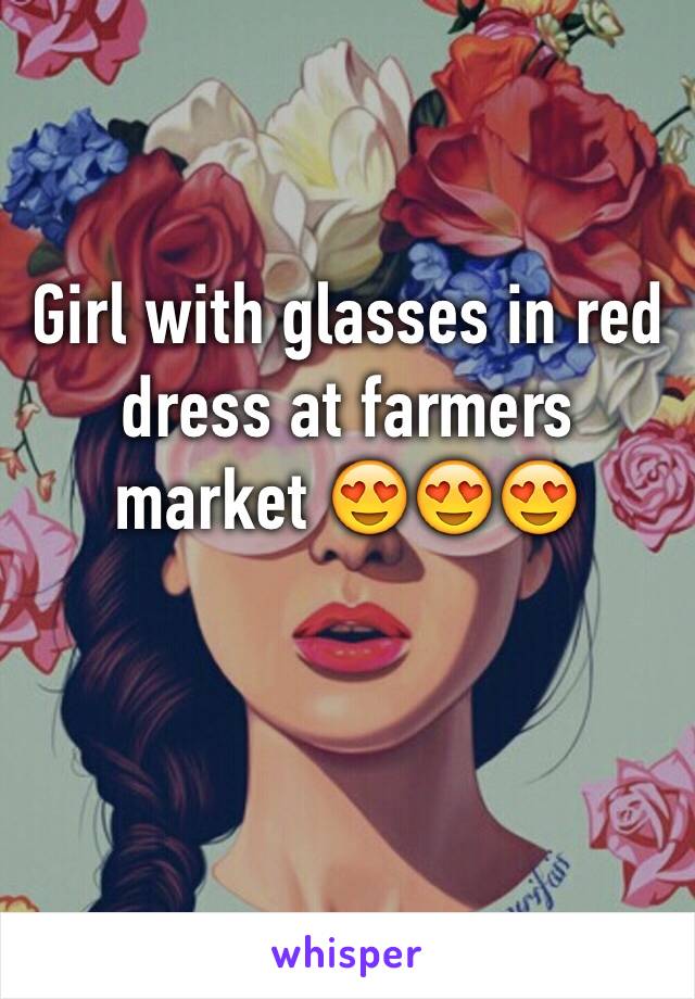 Girl with glasses in red dress at farmers market 😍😍😍