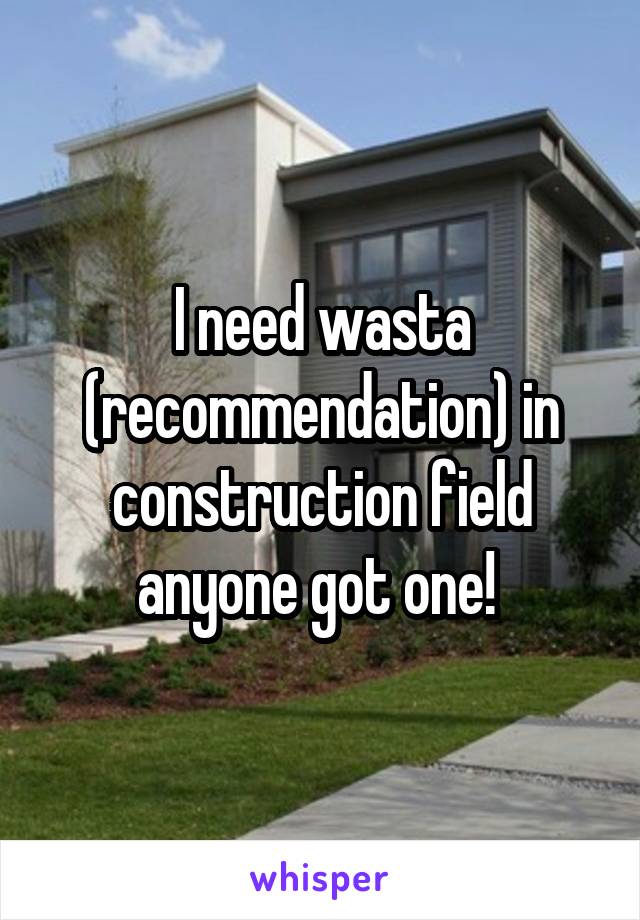 I need wasta (recommendation) in construction field anyone got one! 