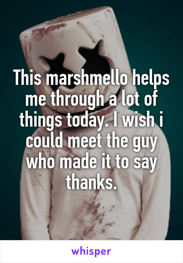 This marshmello helps me through a lot of things today. I wish i could meet the guy who made it to say thanks.