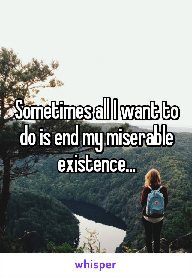 Sometimes all I want to do is end my miserable existence...