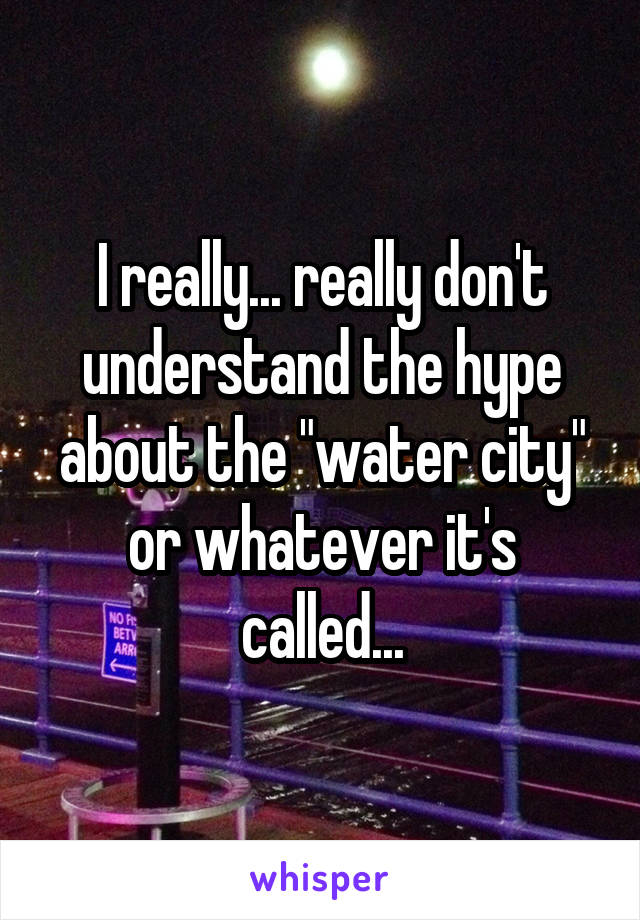 I really... really don't understand the hype about the "water city" or whatever it's called...