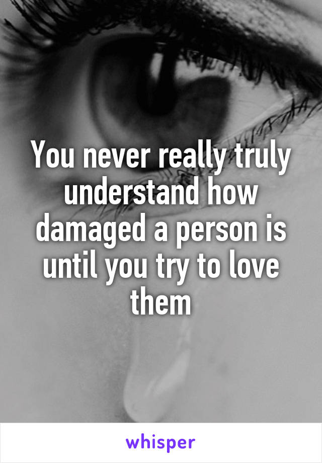 You never really truly understand how damaged a person is until you try to love them
