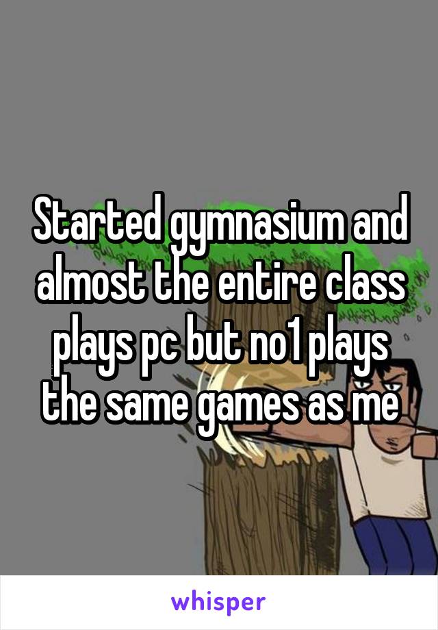 Started gymnasium and almost the entire class plays pc but no1 plays the same games as me