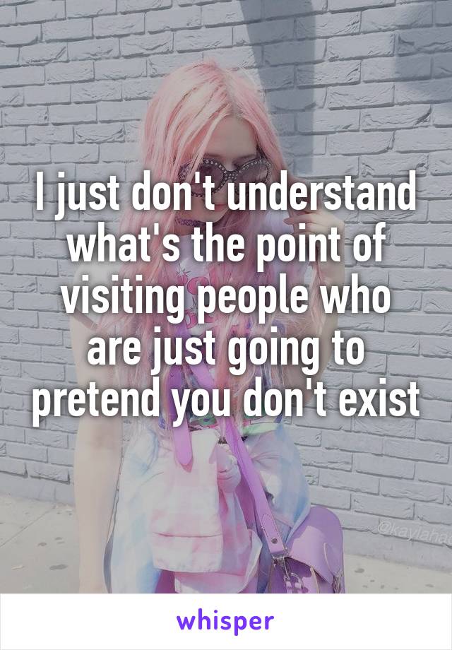 I just don't understand what's the point of visiting people who are just going to pretend you don't exist 