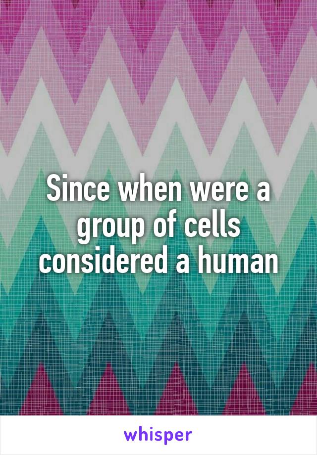 Since when were a group of cells considered a human
