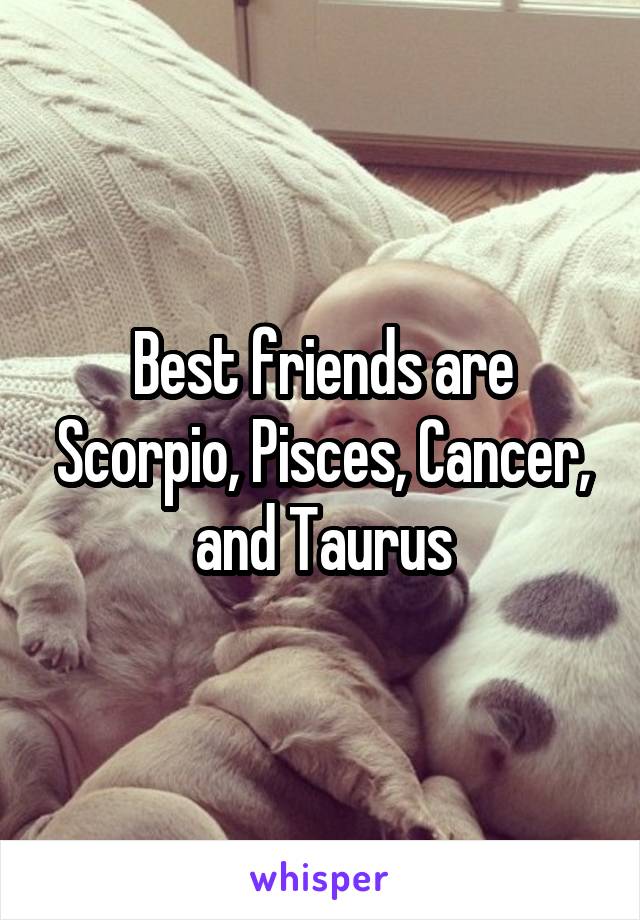 Best friends are Scorpio, Pisces, Cancer, and Taurus