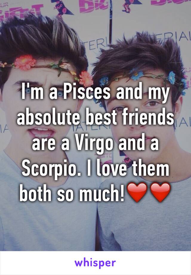 I'm a Pisces and my absolute best friends are a Virgo and a Scorpio. I love them both so much!❤️❤️