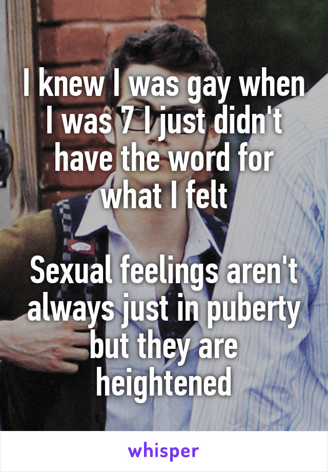 I knew I was gay when I was 7 I just didn't have the word for what I felt

Sexual feelings aren't always just in puberty but they are heightened