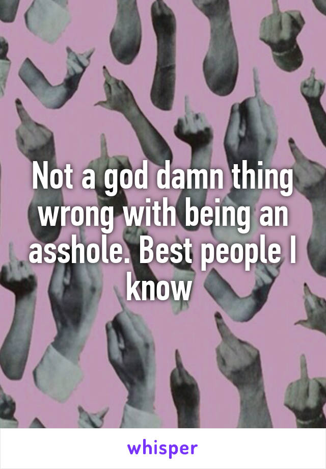 Not a god damn thing wrong with being an asshole. Best people I know 