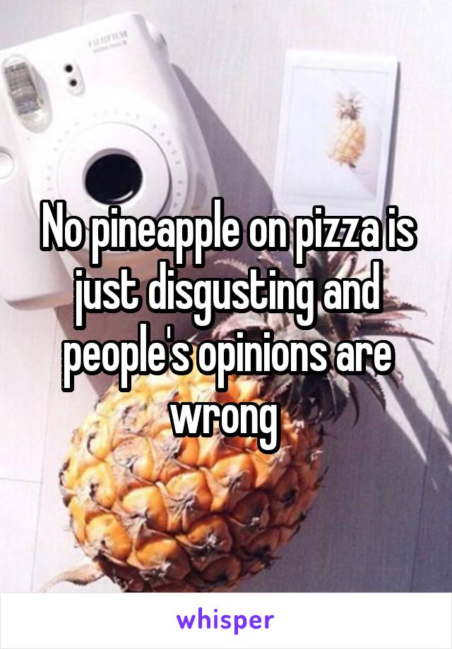 No pineapple on pizza is just disgusting and people's opinions are wrong 