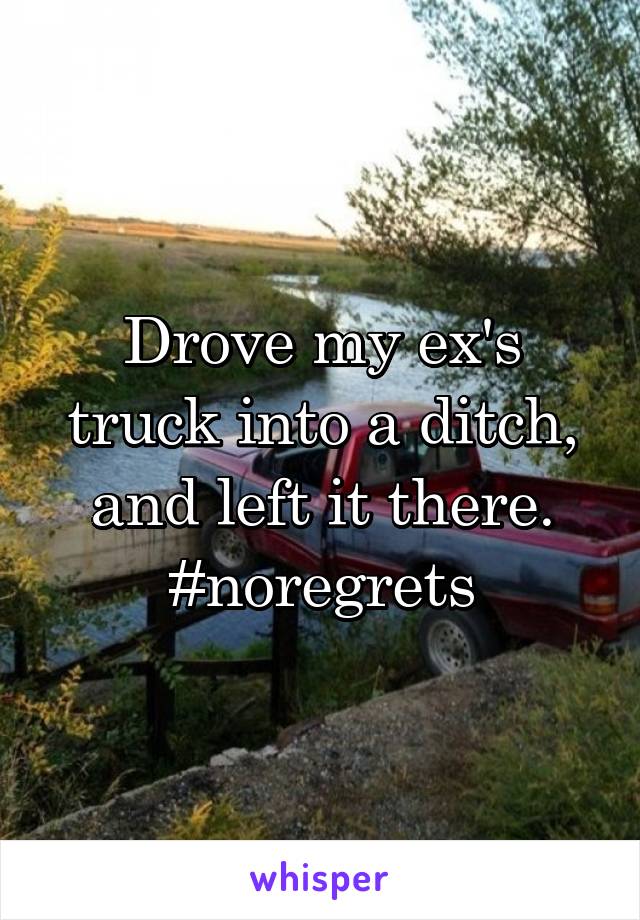 Drove my ex's truck into a ditch, and left it there. #noregrets