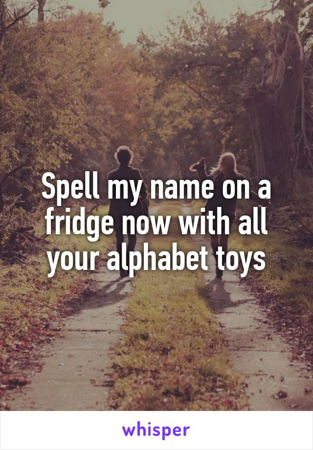 Spell my name on a fridge now with all your alphabet toys