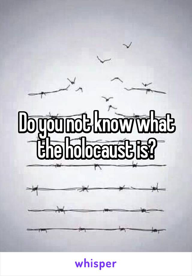 Do you not know what the holocaust is?