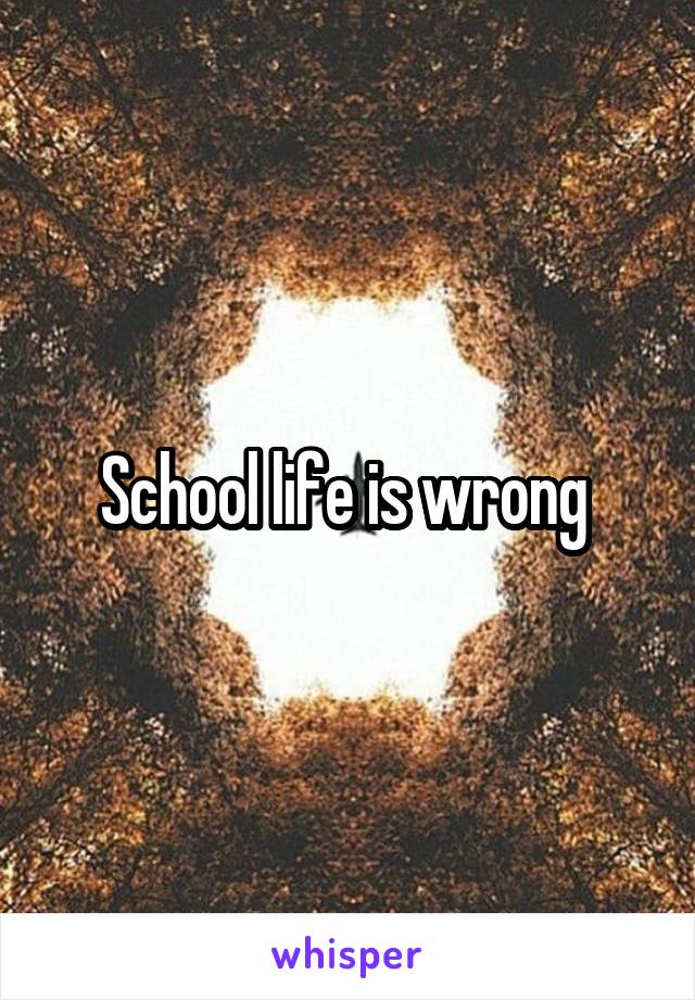School life is wrong 
