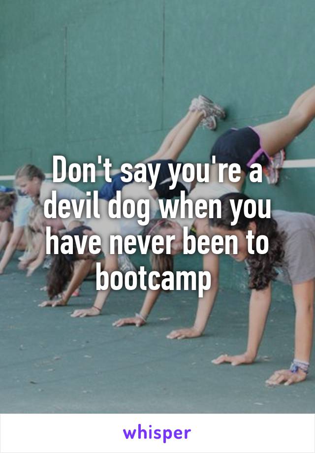 Don't say you're a devil dog when you have never been to bootcamp 
