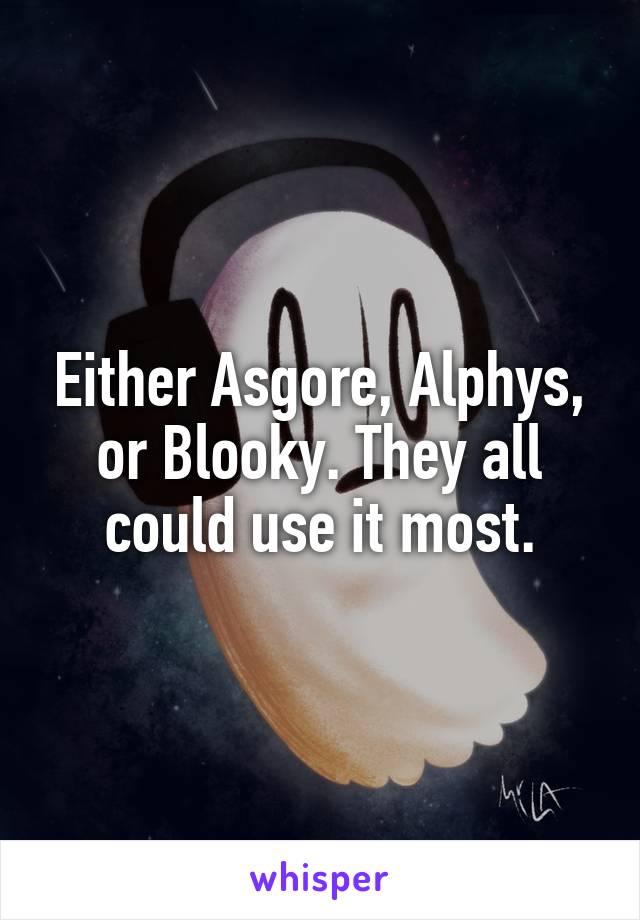 Either Asgore, Alphys, or Blooky. They all could use it most.