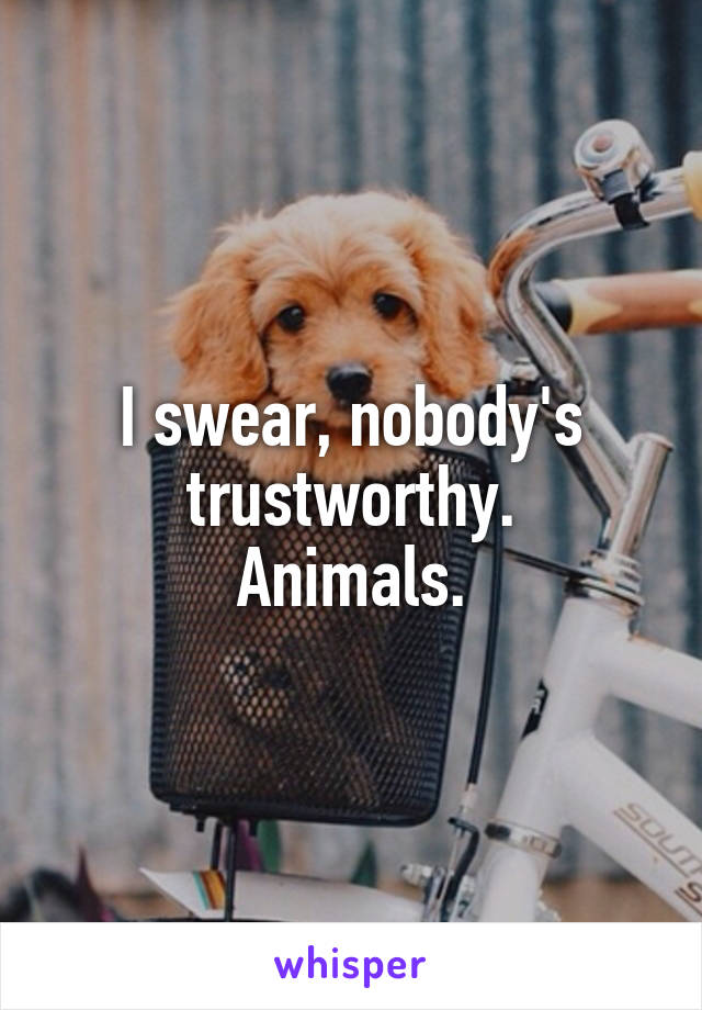 I swear, nobody's trustworthy.
Animals.