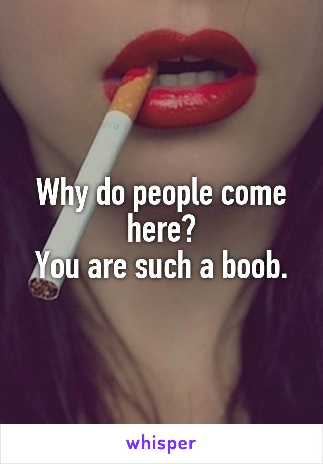 Why do people come here?
You are such a boob.