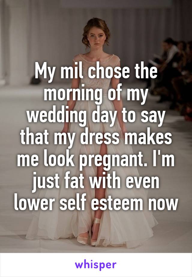 My mil chose the morning of my wedding day to say that my dress makes me look pregnant. I'm just fat with even lower self esteem now