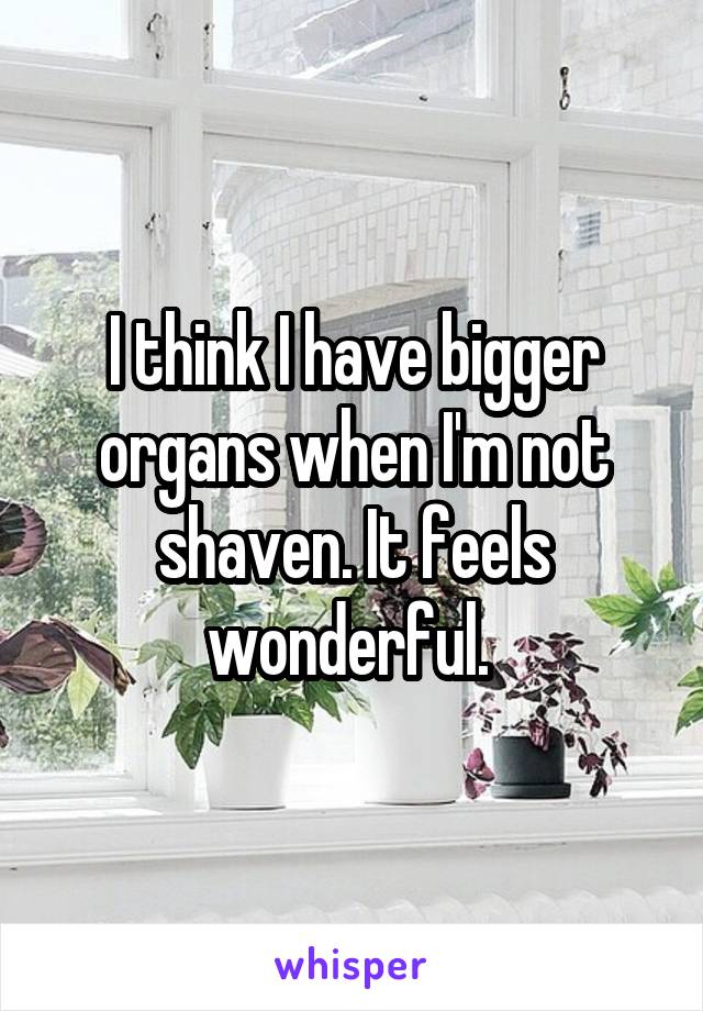 I think I have bigger organs when I'm not shaven. It feels wonderful. 