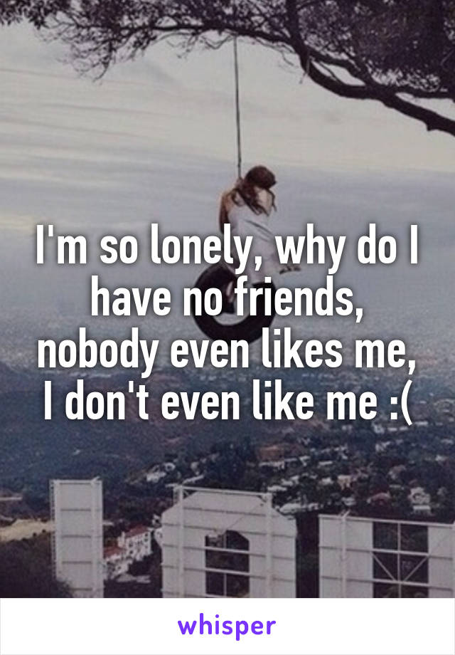 I'm so lonely, why do I have no friends, nobody even likes me, I don't even like me :(