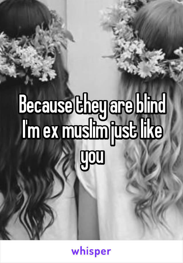 Because they are blind I'm ex muslim just like you