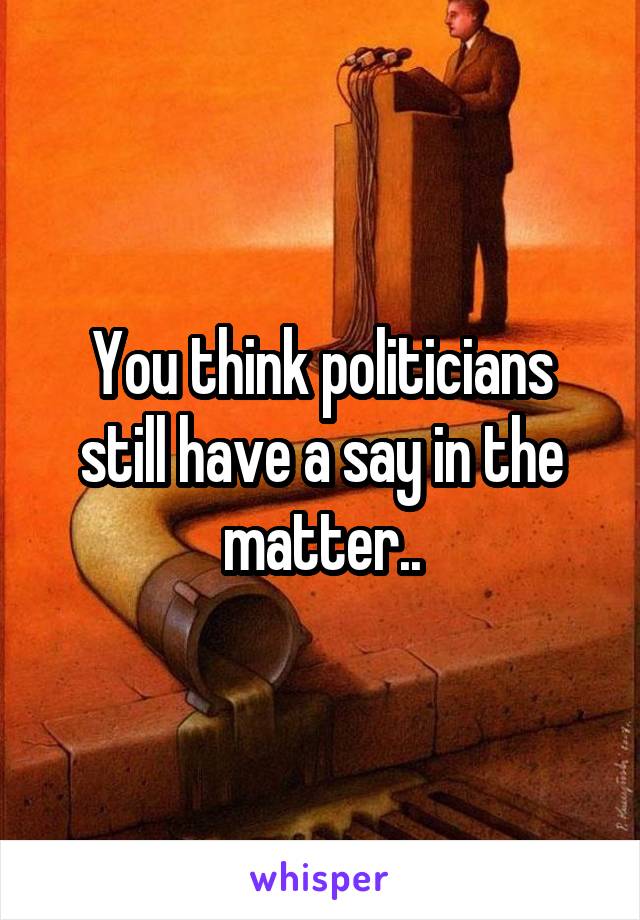 You think politicians still have a say in the matter..