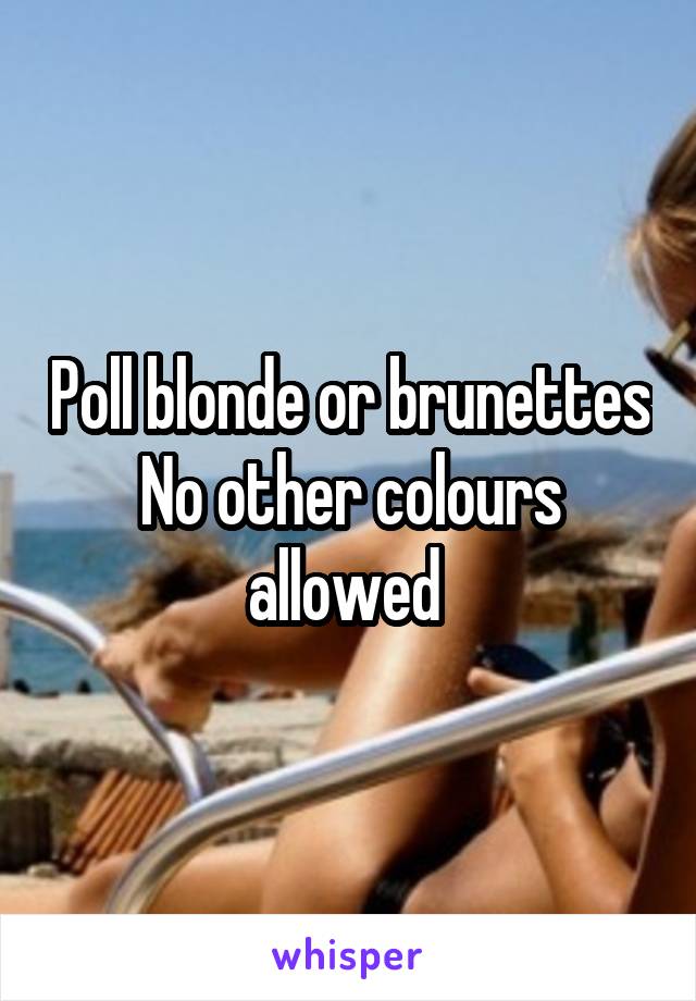 Poll blonde or brunettes
No other colours allowed 