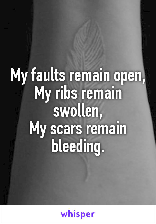 My faults remain open,
My ribs remain swollen,
My scars remain bleeding.