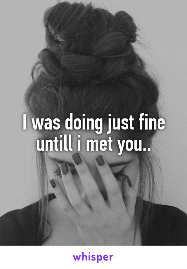 I was doing just fine untill i met you..