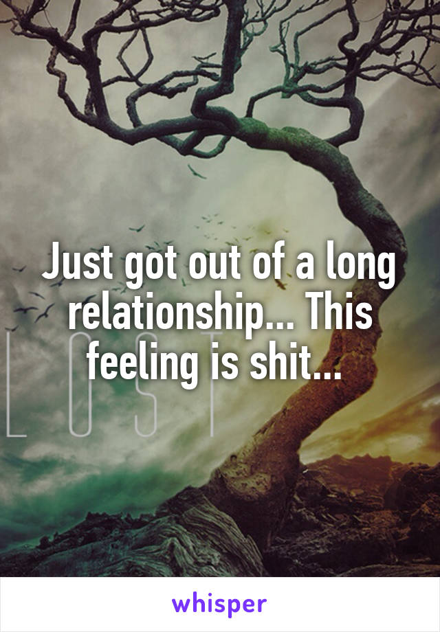 Just got out of a long relationship... This feeling is shit... 