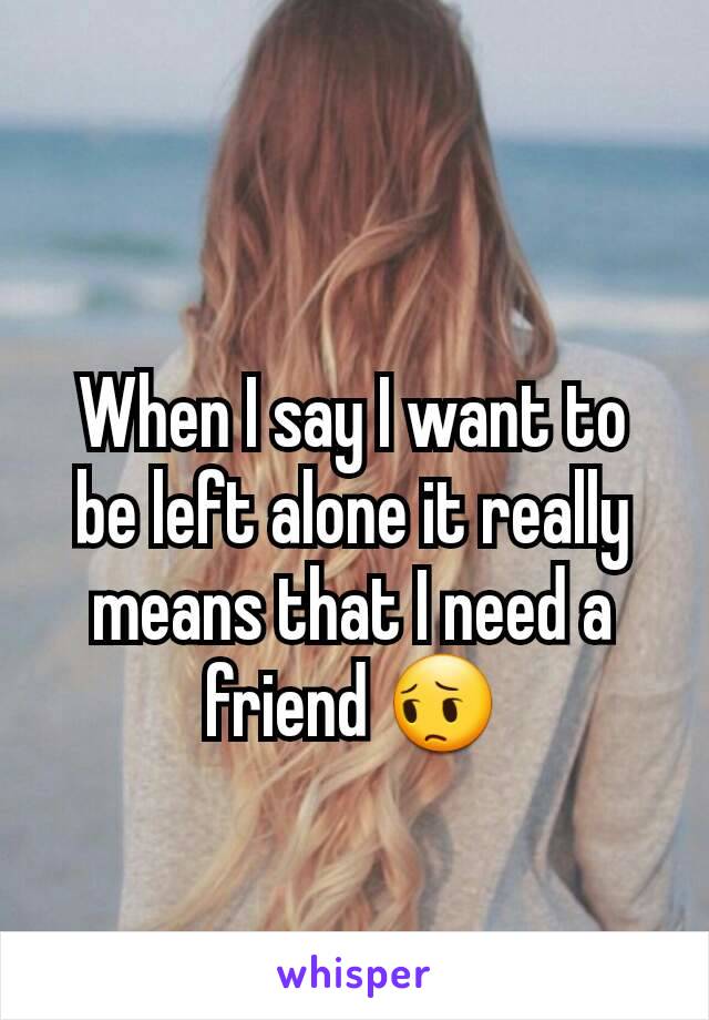 When I say I want to be left alone it really means that I need a friend 😔