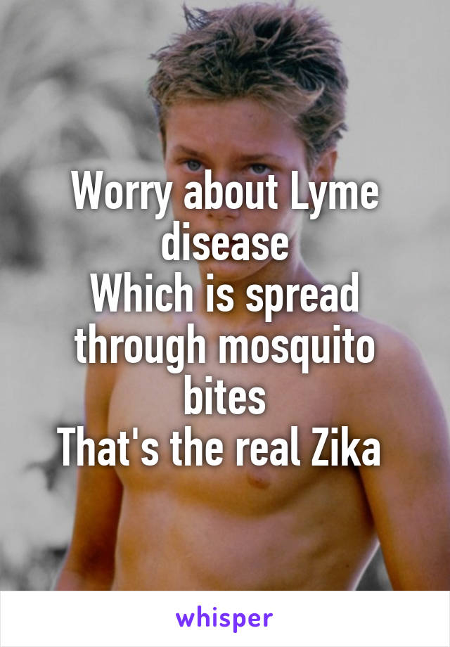Worry about Lyme disease
Which is spread through mosquito bites
That's the real Zika 