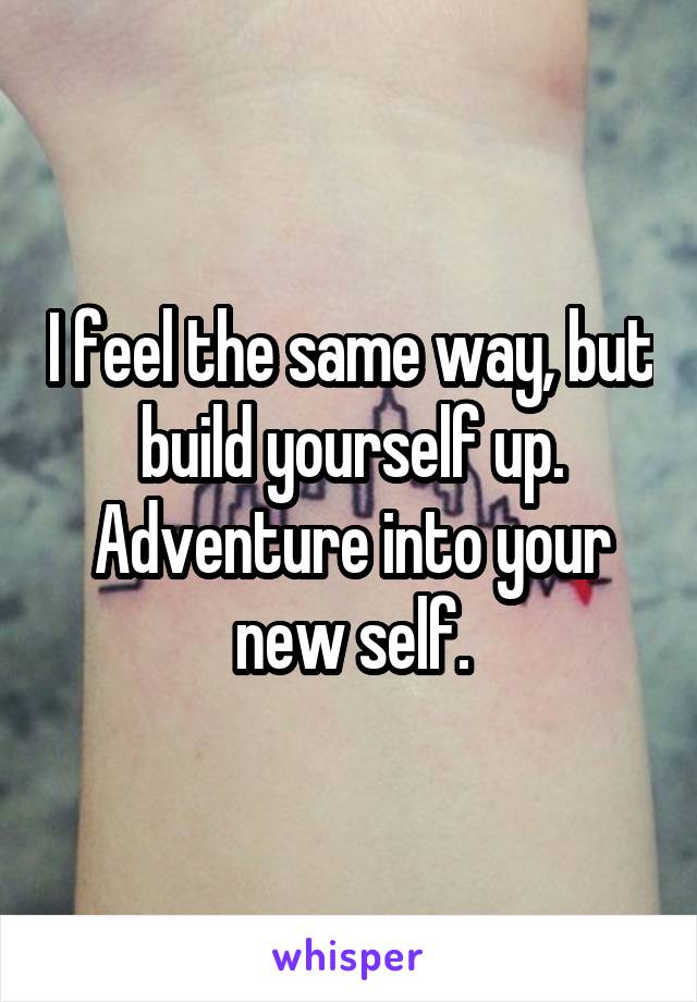 I feel the same way, but build yourself up. Adventure into your new self.