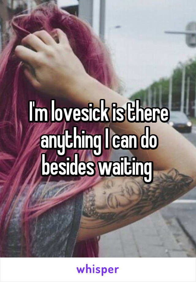 I'm lovesick is there anything I can do besides waiting 