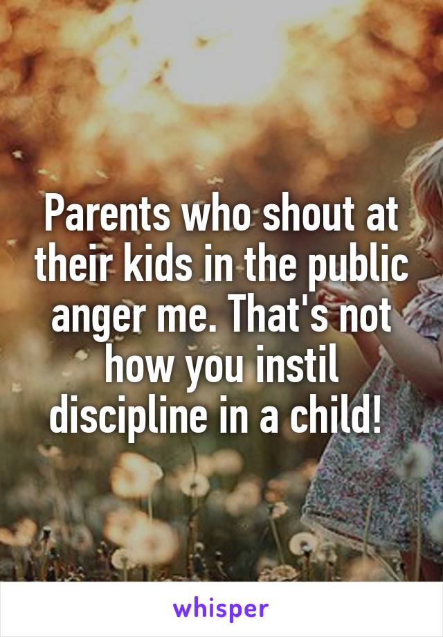 Parents who shout at their kids in the public anger me. That's not how you instil discipline in a child! 