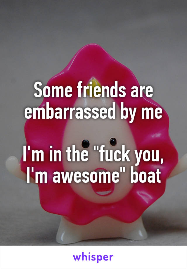 Some friends are embarrassed by me

I'm in the "fuck you, I'm awesome" boat