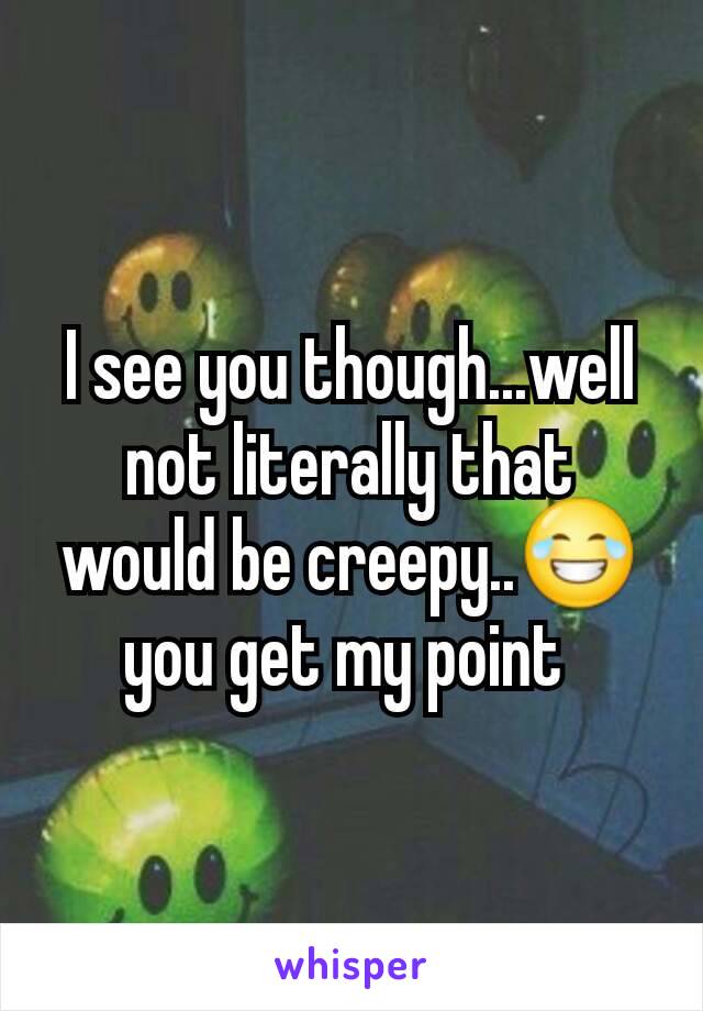 I see you though...well not literally that would be creepy..😂 you get my point 
