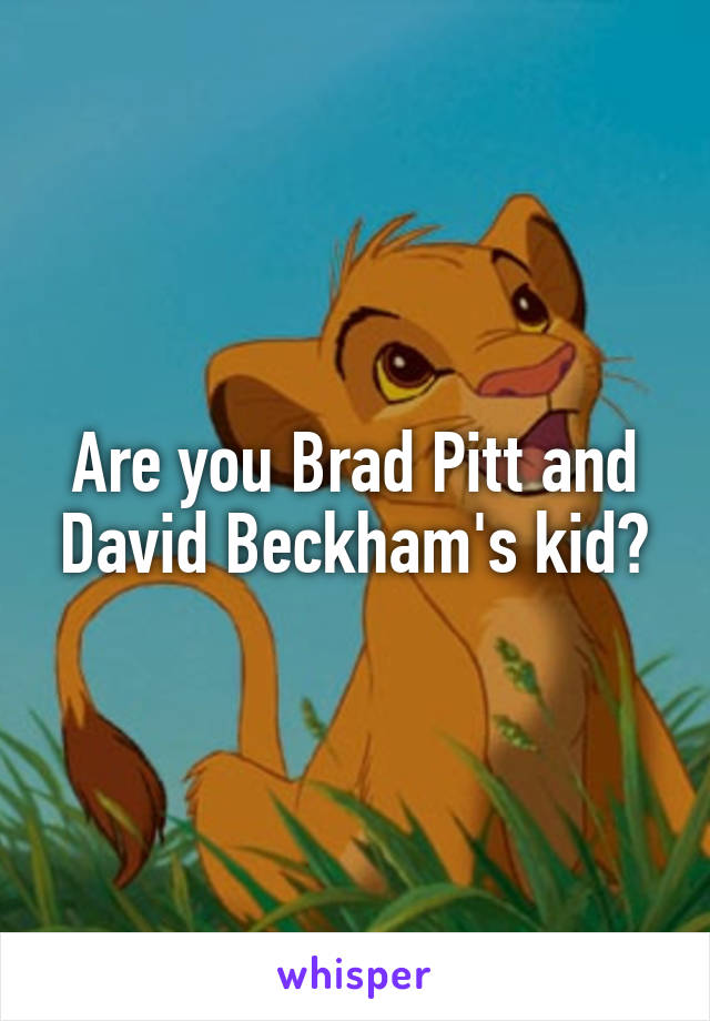 Are you Brad Pitt and David Beckham's kid?