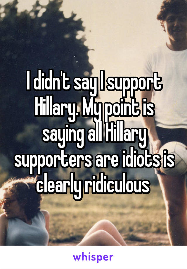 I didn't say I support Hillary. My point is saying all Hillary supporters are idiots is clearly ridiculous 
