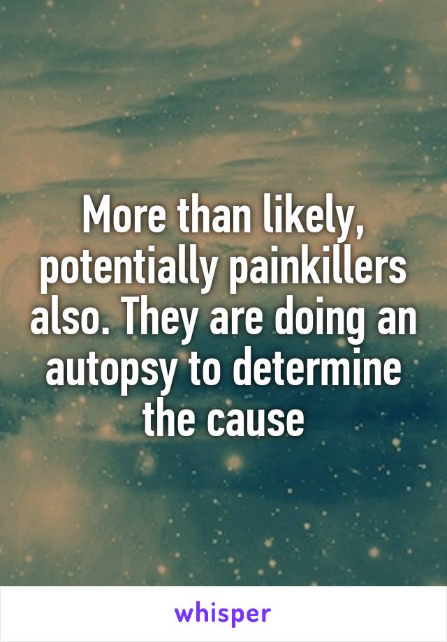 More than likely, potentially painkillers also. They are doing an autopsy to determine the cause